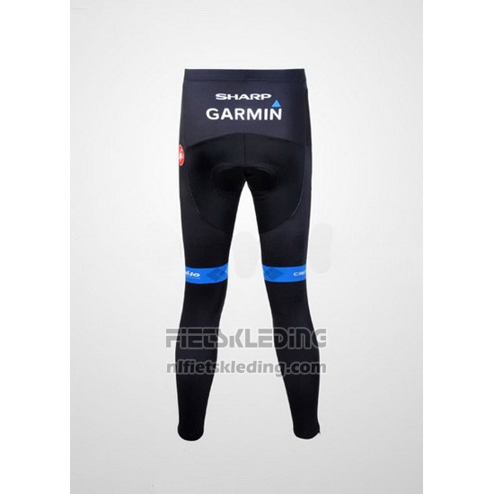 2012 Fietskleding Garmin Cervelo Wit en Azuur Lange Mouwen en Koersbroek